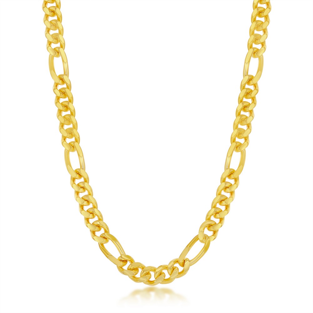 UrbanMixNY 14K Gold Plated Unisex 8 20 24 30 Lengths 3.4mm-12mm Widths Figaro Chain Link Necklace and Bracelet 